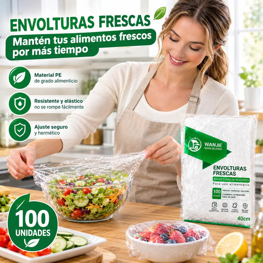 ⏳50% de descuento🔥【3 paquetes-300 piezas】🎉Cuanto más compres, más ahorrarás🎁Tapas elásticas desechables para alimentos, aptas para cuencos y platos