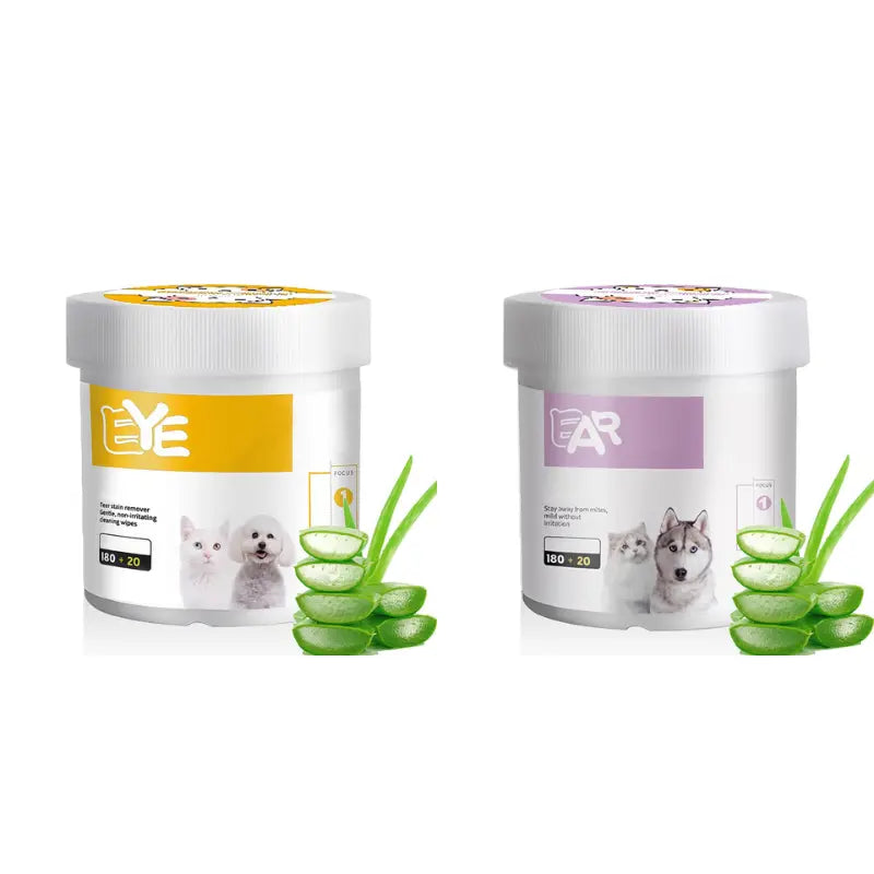 ✨️【200 toallitas para ojos + 200 toallitas para oídos】🐈🐕¡Mantener a tu amigo peludo limpio es importante! Toallitas limpiadoras naturales a base de plantas para ojos y oídos de mascotas.