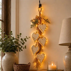 ❤️🔔 Decoración de Pared Colgante en Forma de Corazón con Luces LED, Adorno Rústico para Hogar y Decoración de Pared Interior ✨🏡