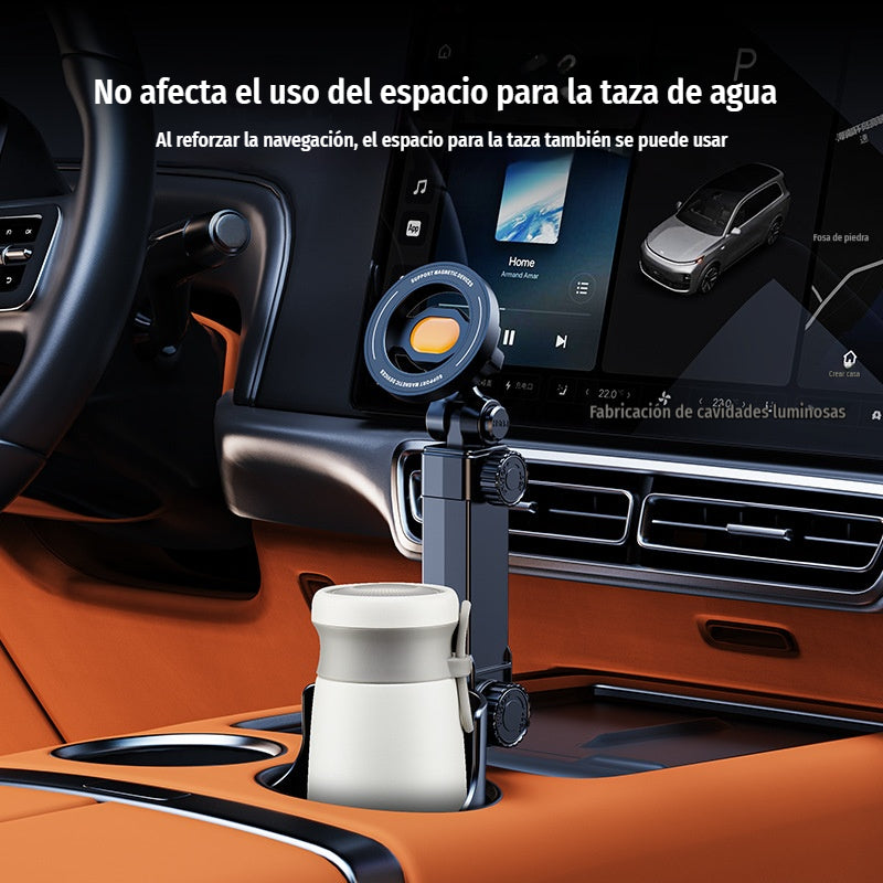 🚗📱 Soporte para móvil en portavasos del coche | 🔄 Ajuste giratorio 360° | 🧲 Imán N52 de alta potencia | Compatible con todos los teléfonos