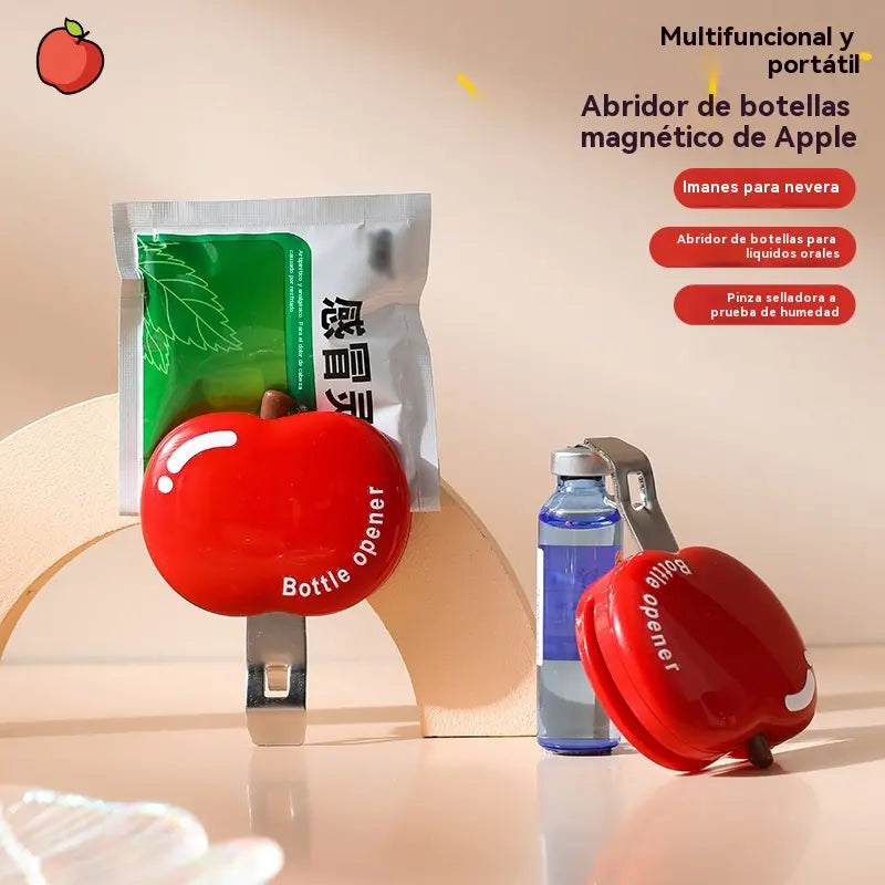 🍎（2 piezas）🍾 Abrebotellas magnético multifuncional con forma de manzana