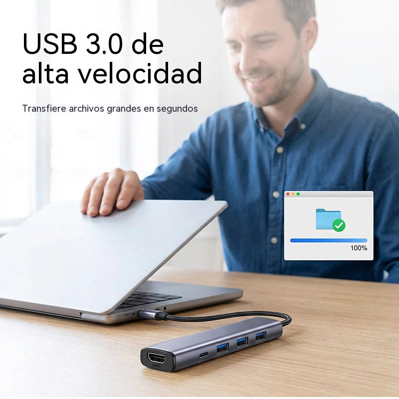 🔌✨✨ Hub USB-C portátil 5 en 1 con salida HDMI 4K 🎥💻