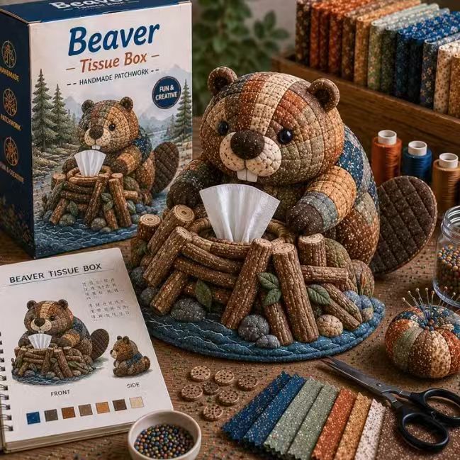 🧵🐨 Kit de costura DIY para caja de pañuelos con diseño de animales – Kit de manualidades de tela 3D, ideal para principiantes 🎁✨