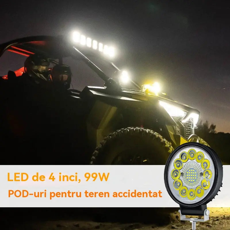 🔥【Compre 1 y obtenga 1 gratis】(2 piezas)Faros LED redondos de 99 W para coches modificados, faros auxiliares para vehículos todoterreno