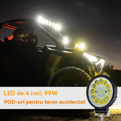 🔥【Compre 1 y obtenga 1 gratis】(2 piezas)Faros LED redondos de 99 W para coches modificados, faros auxiliares para vehículos todoterreno