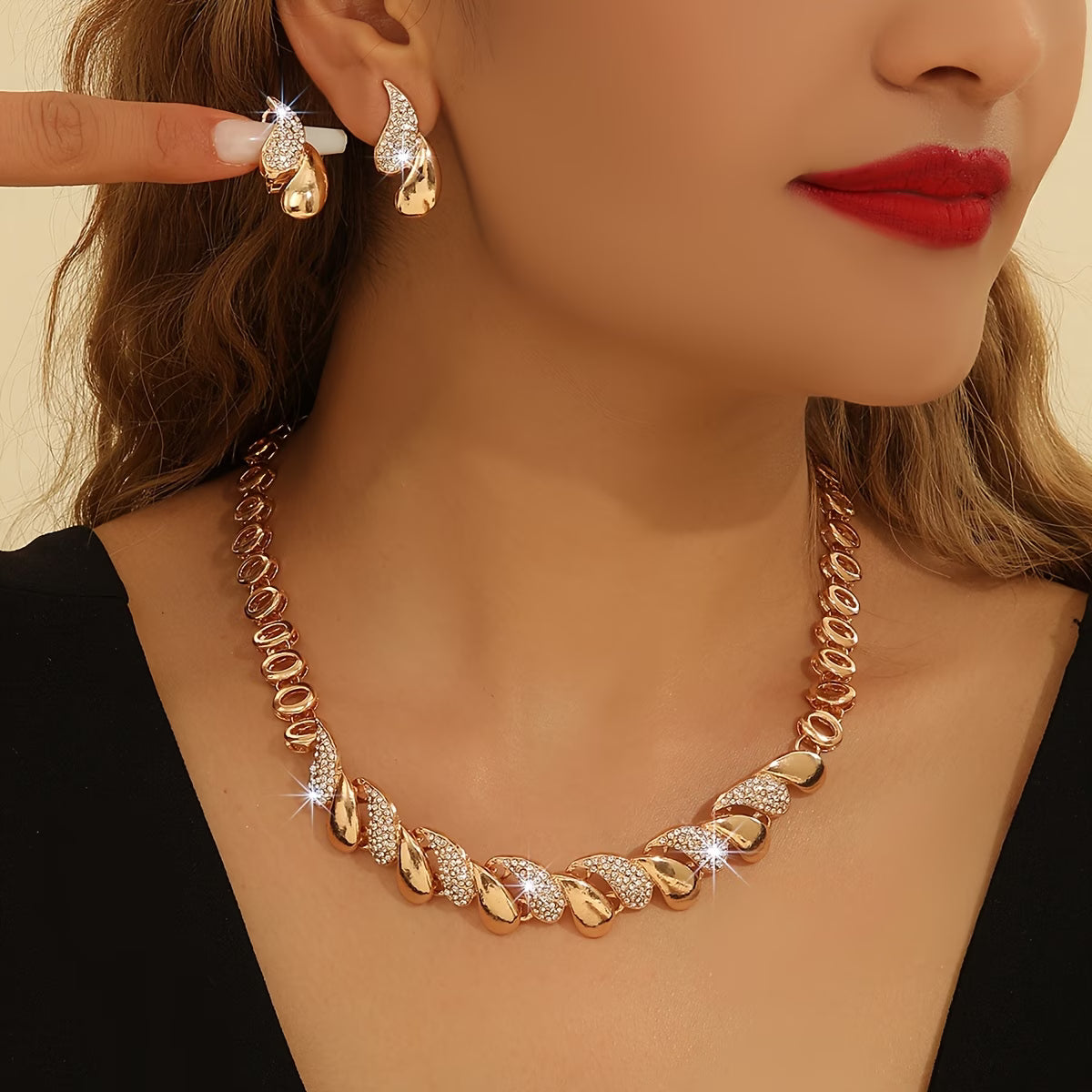 💖🔥【Pendientes + Collar】✨Conjunto de joyas de estilo bohemio, creativo y único, de estilo minimalista.