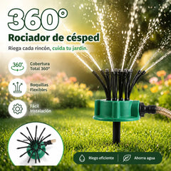 ✨ Aspersor automático multicabezal de jardín de 360°