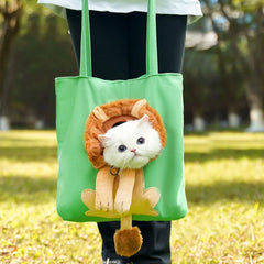 🥳¡Más vendido!🥳💞¡Más de 10.000 unidades vendidas! ✅Bolso de viaje para mascotas: diseño de cabeza abierta, estampado de melena de león, hecho de material de lona resistente.
