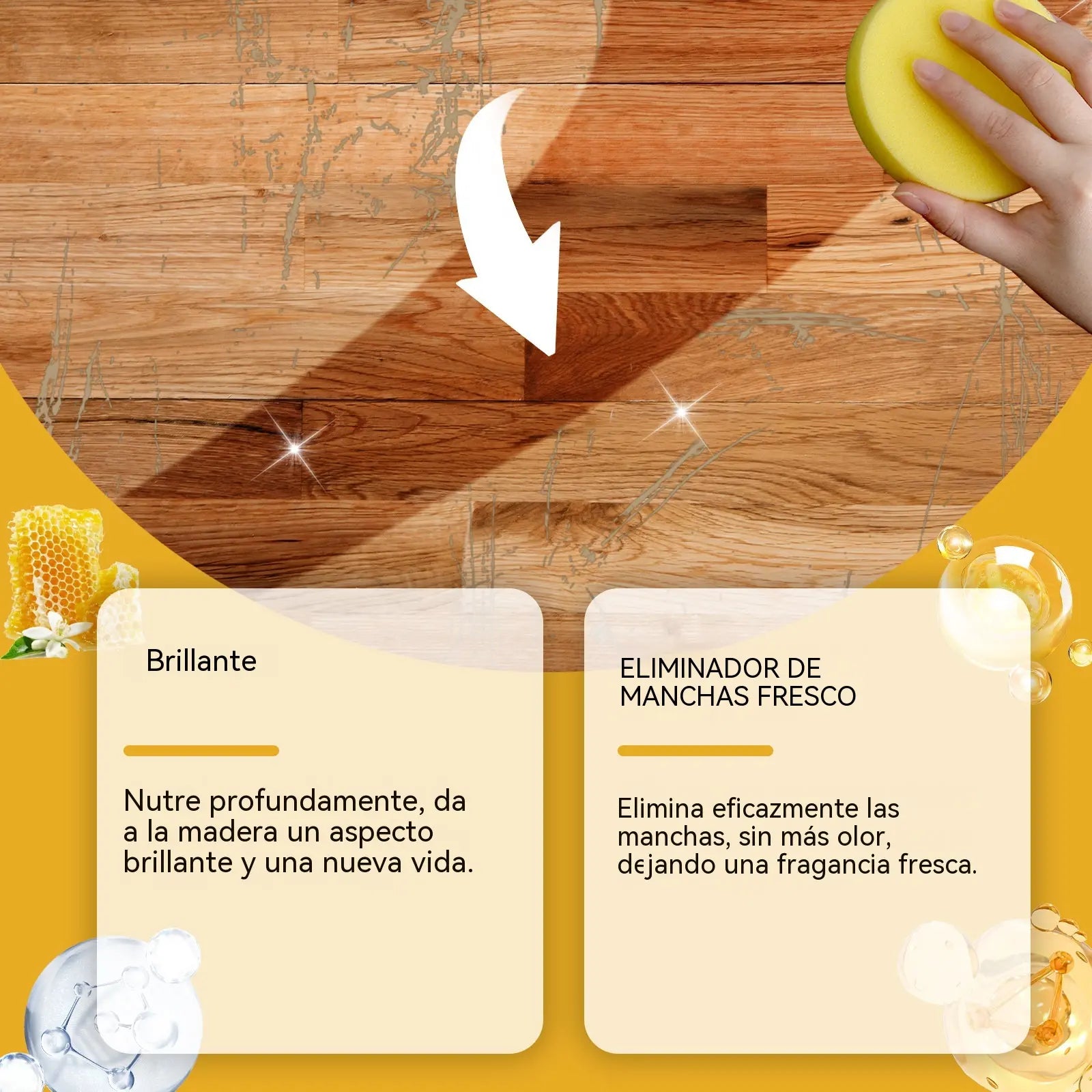 【50%OFF】Spray abrillantador de madera con cera de abeja de 120 ml (incluye esponja y toalla) para el cuidado de los muebles, la prevención de grietas y la protección de la pintura.