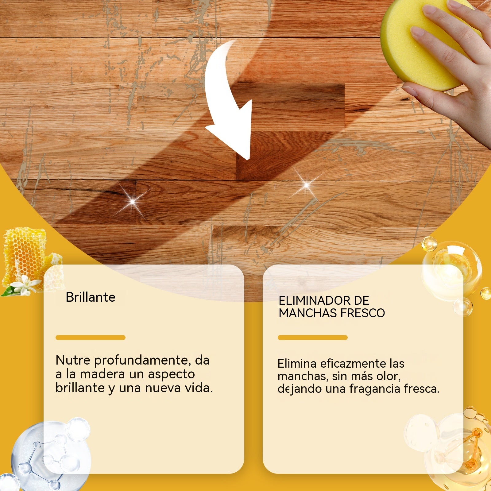 🔥Oferta especial por tiempo limitado🔥🧼Limpiador y abrillantador todo en uno para superficies de madera, elimina manchas, previene el polvo y aporta brillo.