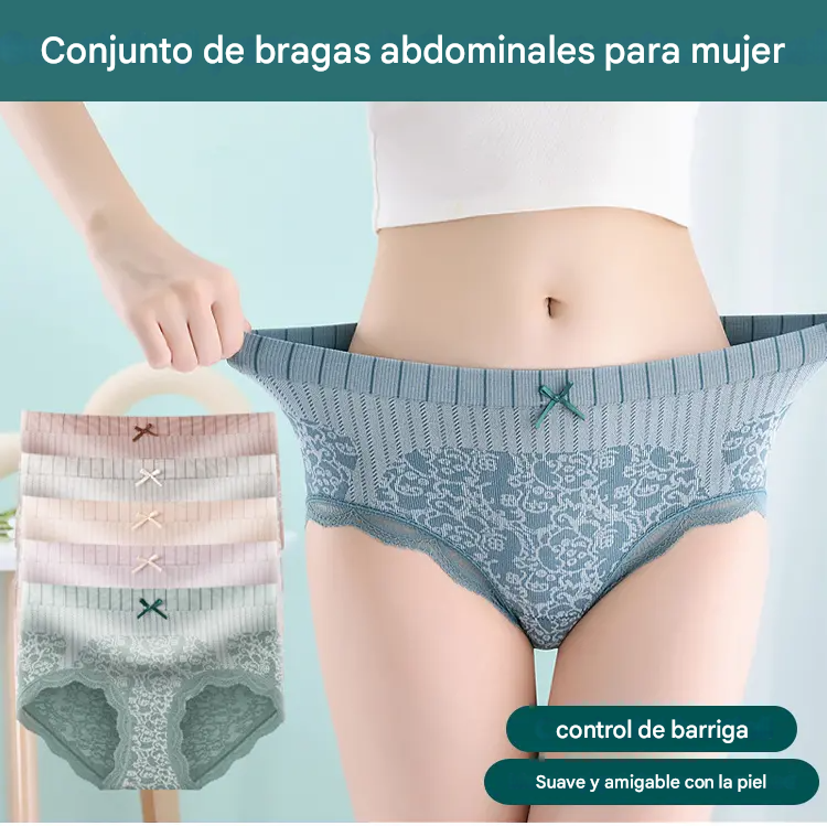 ✨🔥Oferta por tiempo limitado🔥Bragas de cintura alta antibacterianas que absorben la humedad para mujer