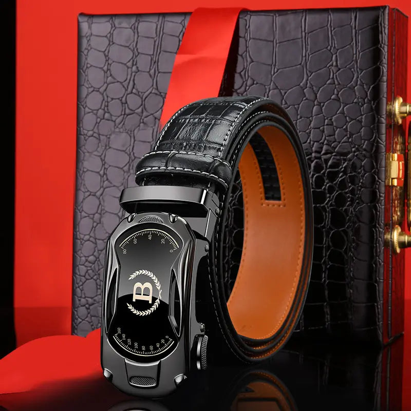 📢📢 ¡50% de descuento! 💼✨ Cinturón de hombre de cuero genuino con hebilla automática, perfecto para el uso diario, la oficina y ocasiones formales.