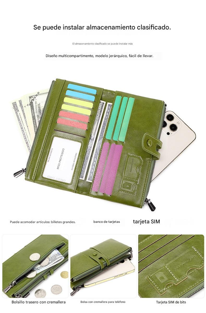 ❤️【35%OFF】💰 Cartera para teléfono móvil hecha a mano antirrobo de cuero genuino para mujer de nuevo estilo