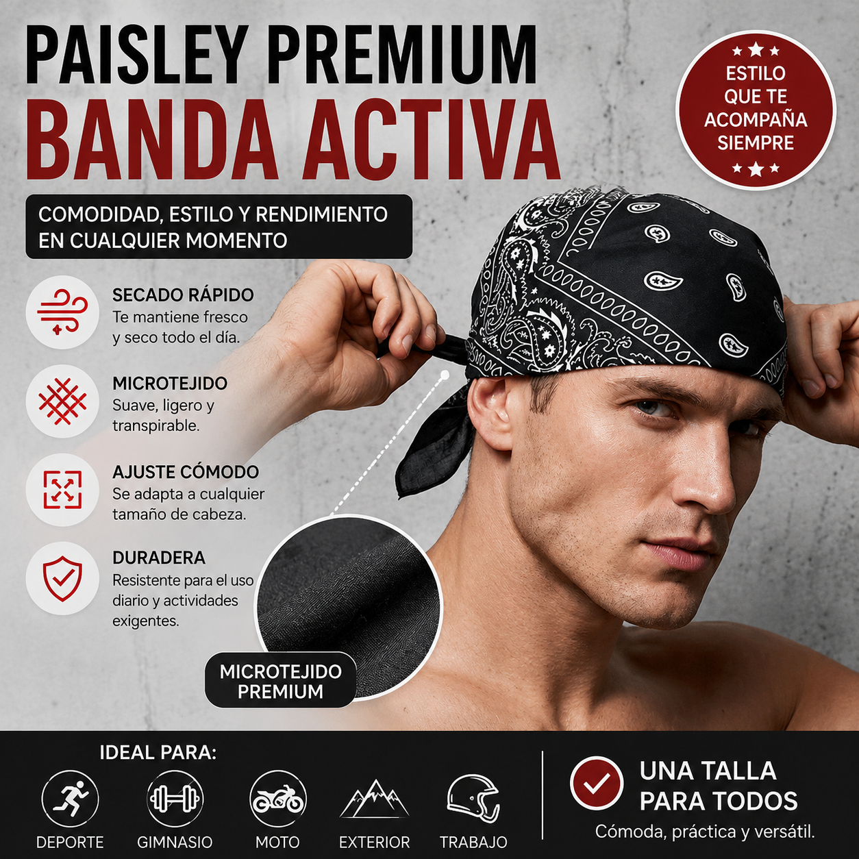 🔥✨【Compra 3 y llévate 3 gratis, set de 6 piezas】Diademas clásicas para motociclistas y atletas