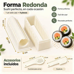 🍣 Kit de moldes para sushi y onigiri – incluye formas de corazón, cuadrado y redondo, guía de corte y accesorios 🍱