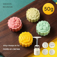 【1 molde con 4 flores】✨😍Juego de moldes para masa prensada a mano, moldes creativos para hornear