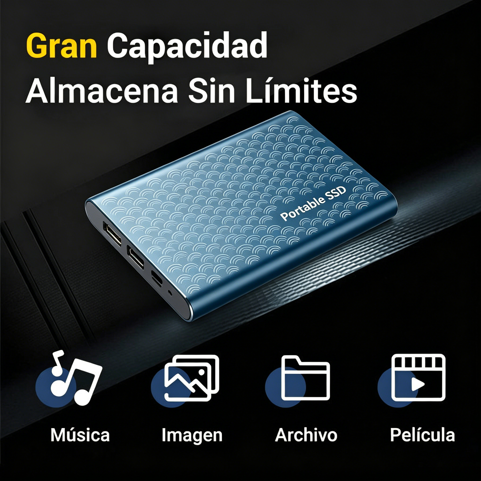 🔥【16 TB】SSD Externo Portátil de Alta Velocidad | Plug and Play, Compatible con Móvil y Computadora (Windows/Mac)
