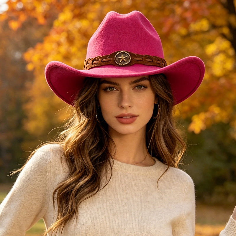 🔥【Compra 1 y llévate 1 gratis】👒✨Sombrero de fieltro al estilo vaquero occidental