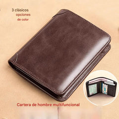 🐂✨ Nueva cartera de cuero genuino para hombre con sistema antirrobo