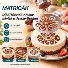 Rozsdamentes acél sablon kávé-latte art készítéséhez