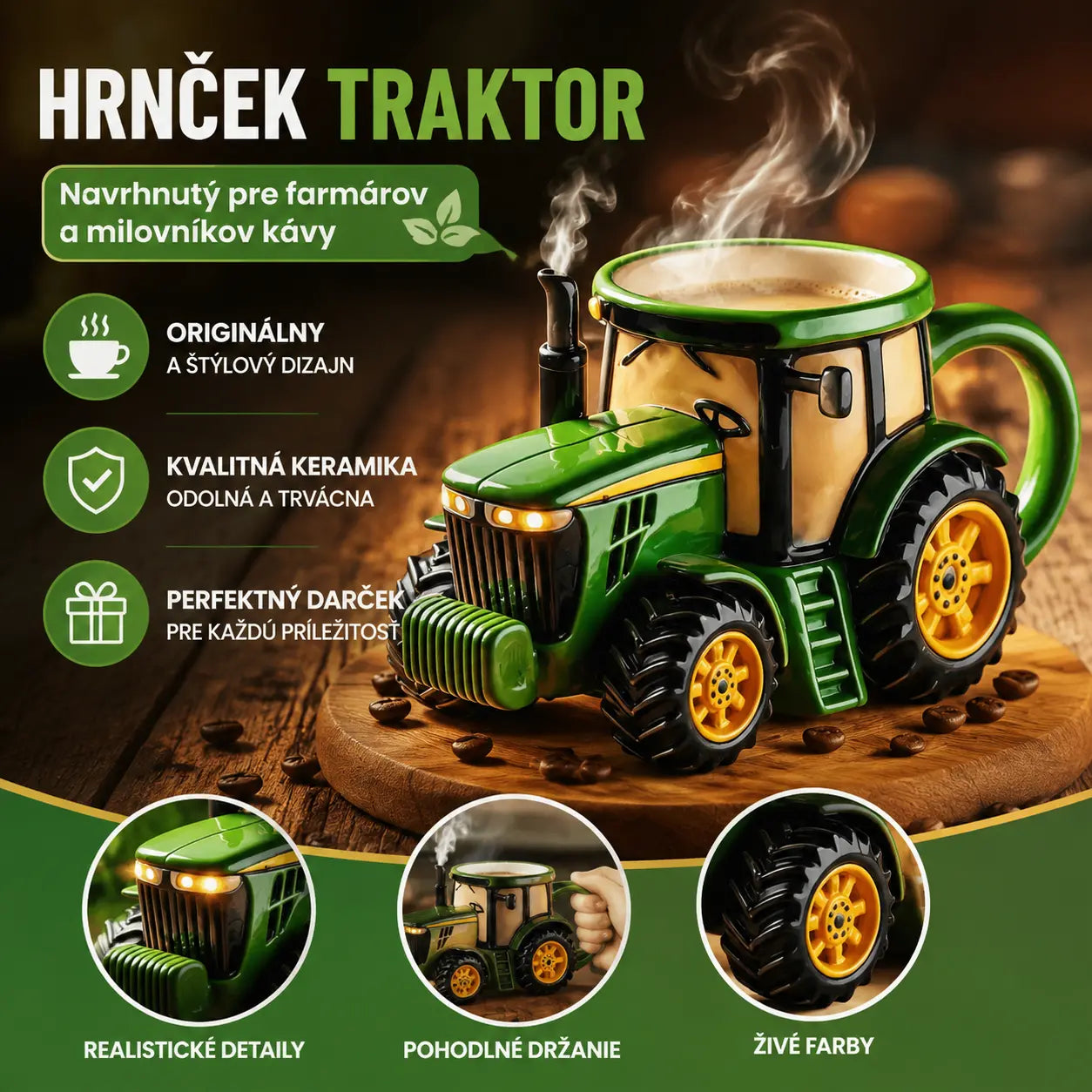 🔥【50% zľava】☕Retro šálka kávy v tvare farmárskeho traktora