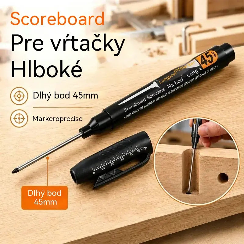 🖊️🔩【Sada 10】45 mm fixiek s dlhým hrotom na hlboké otvory – znovu naplniteľné a opakovane použiteľné – ideálne na stavebníctvo, obkladanie a tesárstvo 🏗️✨