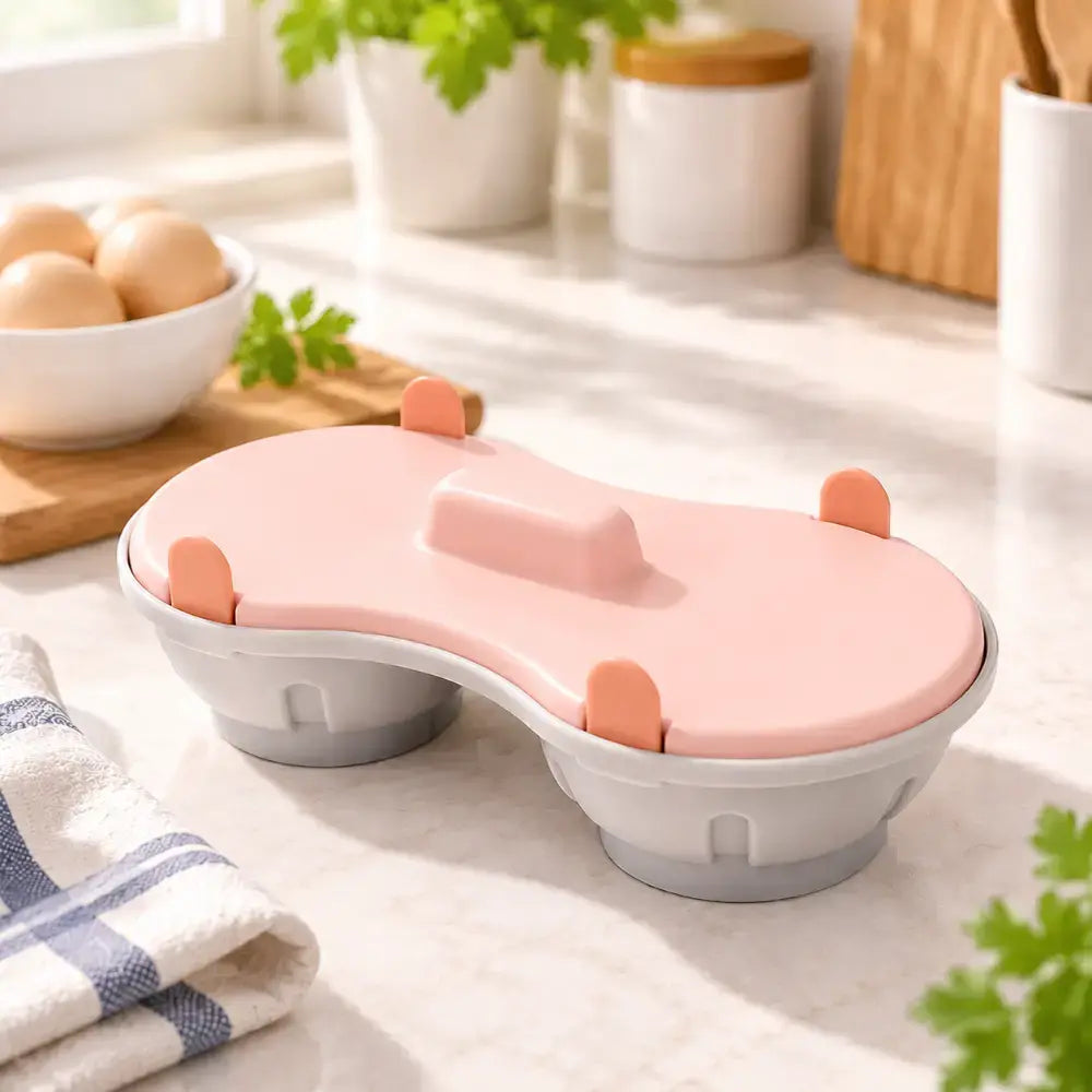 🥚✨ Vařič vajec do mikrovlnné trouby – rychlý a praktický parní hrnec s víkem. Kuchyňská nádoba bez obsahu BPA pro přípravu vajec natvrdo, ztracených vajec či míchaných vajíček během několika minut 🍳