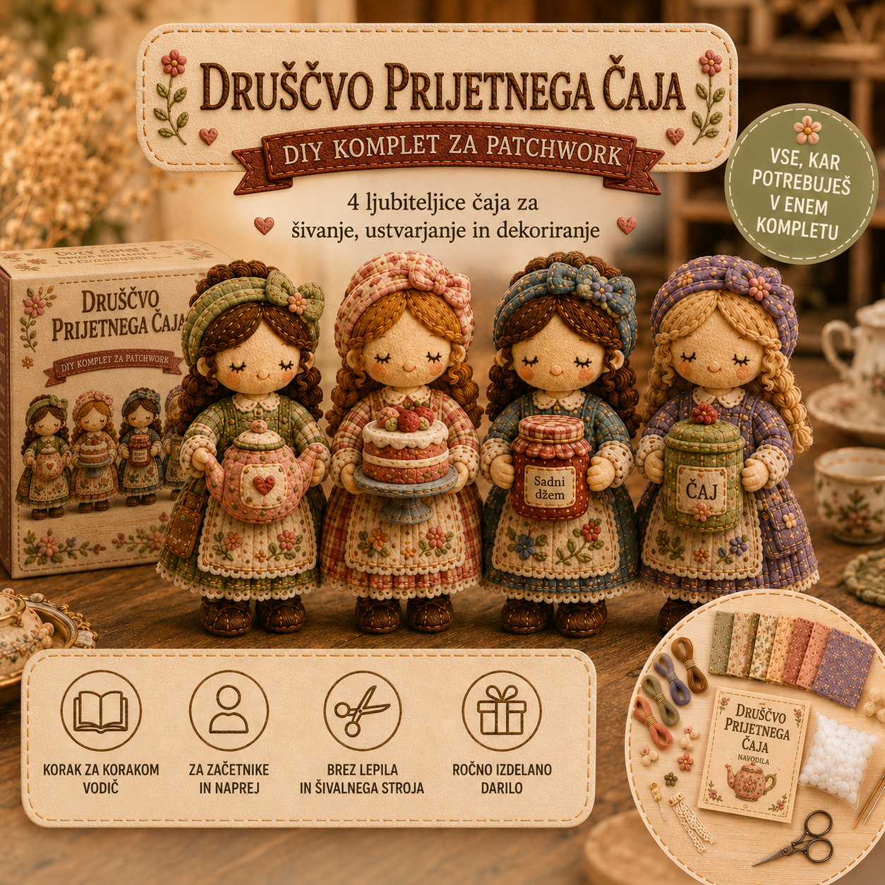🎁Zadnji dan: Izkoristite 49 % popust! 🧵 Komplet za patchwork miniatur iz serije Miniature World.
