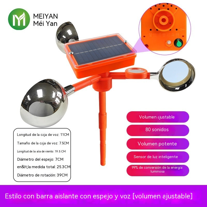 【50% de descuento】🐦🦉Nuevo ahuyentador de pájaros con voz ajustable, alimentado por energía solar y eólica, mejorado