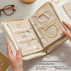 🔥Elegante y portátil estuche para guardar joyas con estampado de flores de ciruelo y mariposas