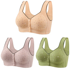 😍【Paquete de 3 piezas】Sujetador sin aros para mujer con botones delanteros 【40-120 kg】❤️Algodón natural antibacteriano y cómodo