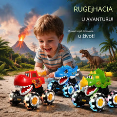 🦖🚗 Automobil s dinosaurima i funkcijom pokretanja pritiskom: laganim pritiskom kreće uz bljeskanje svjetala i zabavnu buku ✨🎮