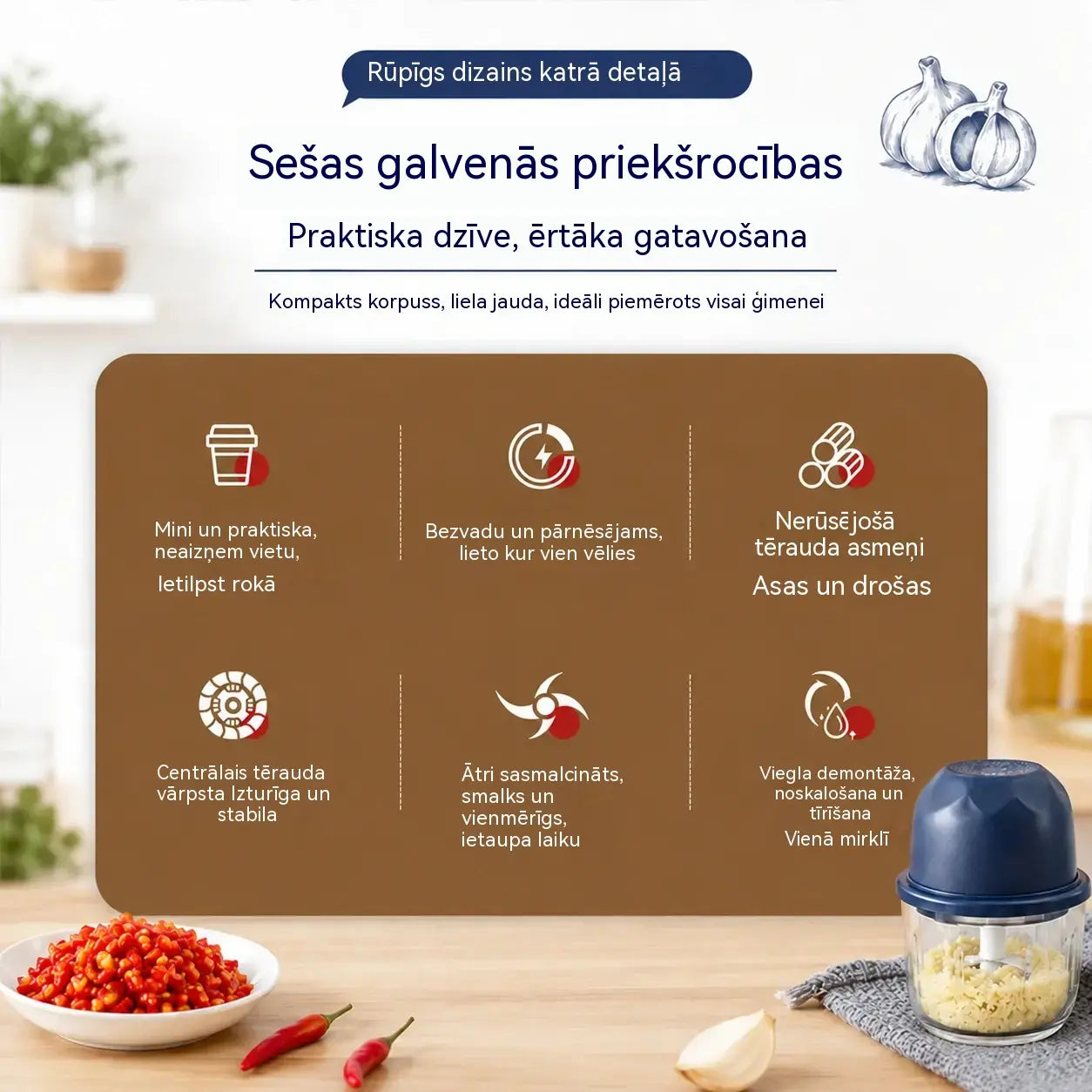 Elektrisks, bezvadu mini gaļas smalcinātājs
