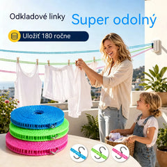 💥【3 kusy】🔗 Protišmyková a vetruodolná šnúra na bielizeň 👕 Zabraňuje chaosu v bielizni vo vetre 🌬️