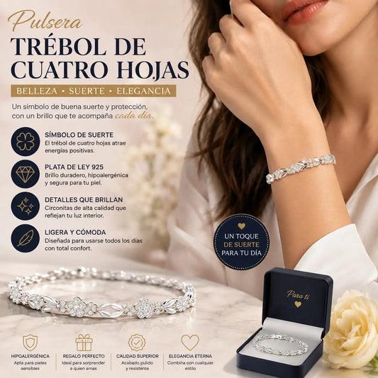 【Compre 1 y obtenga 1 gratis】Love New Fashion Pulsera de plata 925 con un trébol de cuatro hojas para mujer