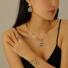 💖🔥Conjunto de joyas con cabeza de león, moderno y clásico.【Anillo + Pulsera + Pendientes + Collar】