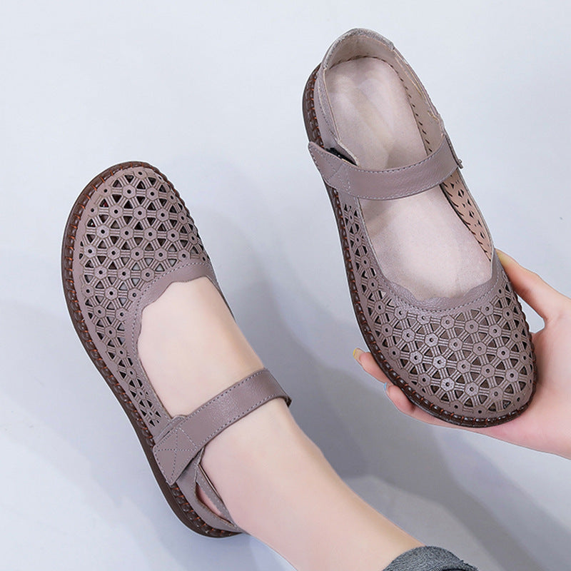 👡👡【35-40】【Piel de vaca de primera capa】Sandalias de mujer de piel auténtica, zapatos de suela blanda.