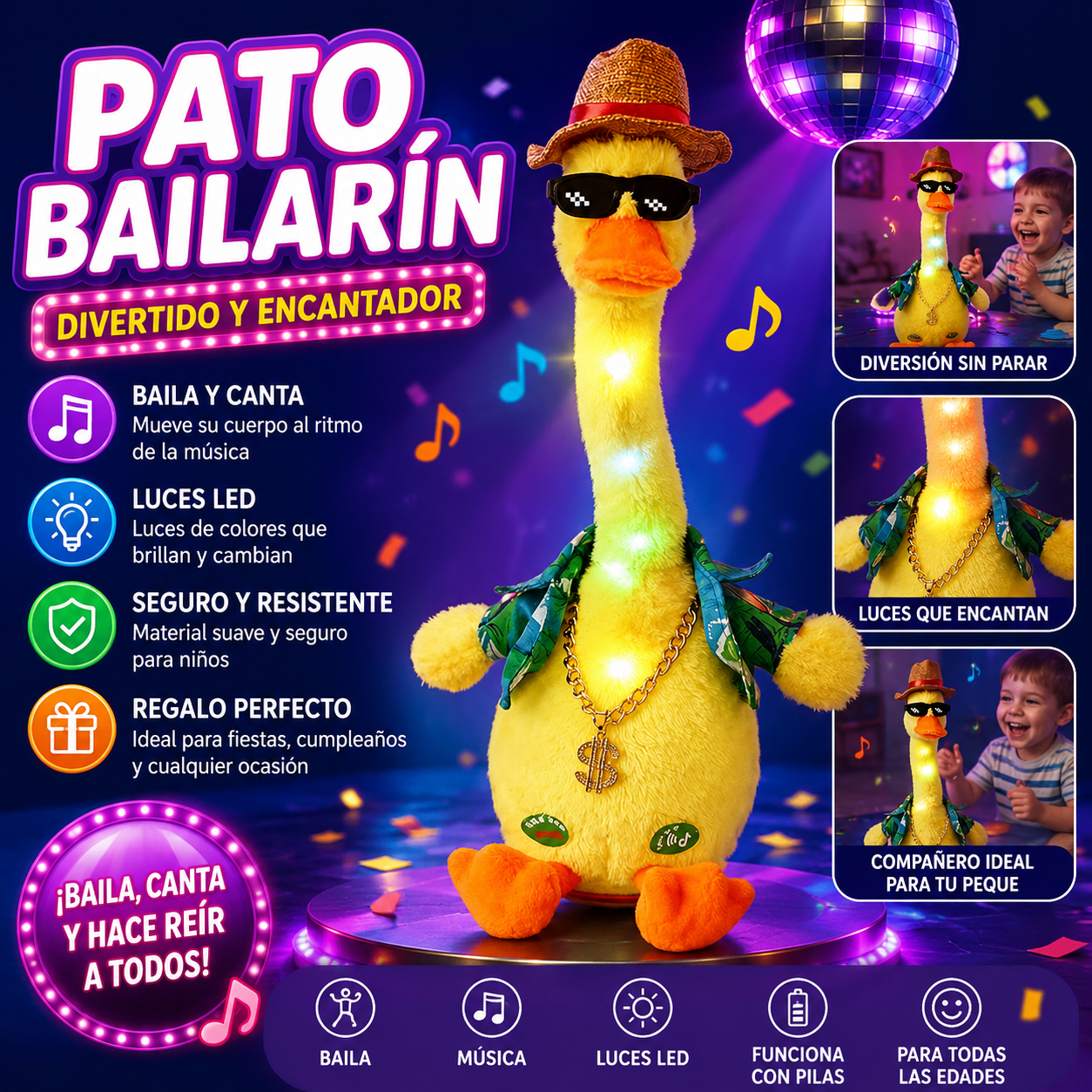 🦆👶Un patito de juguete que habla, un compañero que puede girar el cuello y cantar contigo.