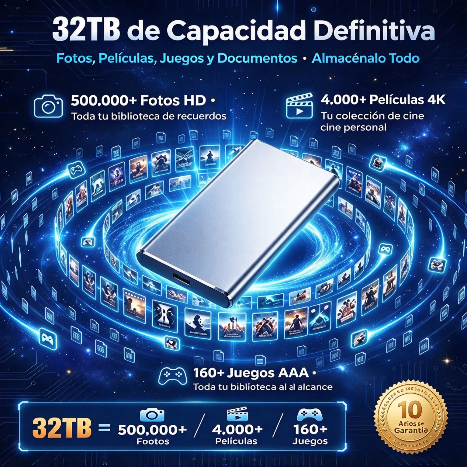 ⚡【32TB】💾 Unidad de Estado Sólido SSD Ultrafina de Nueva Generación | Alta Capacidad y Alta Velocidad | Almacenamiento Portátil 🚀