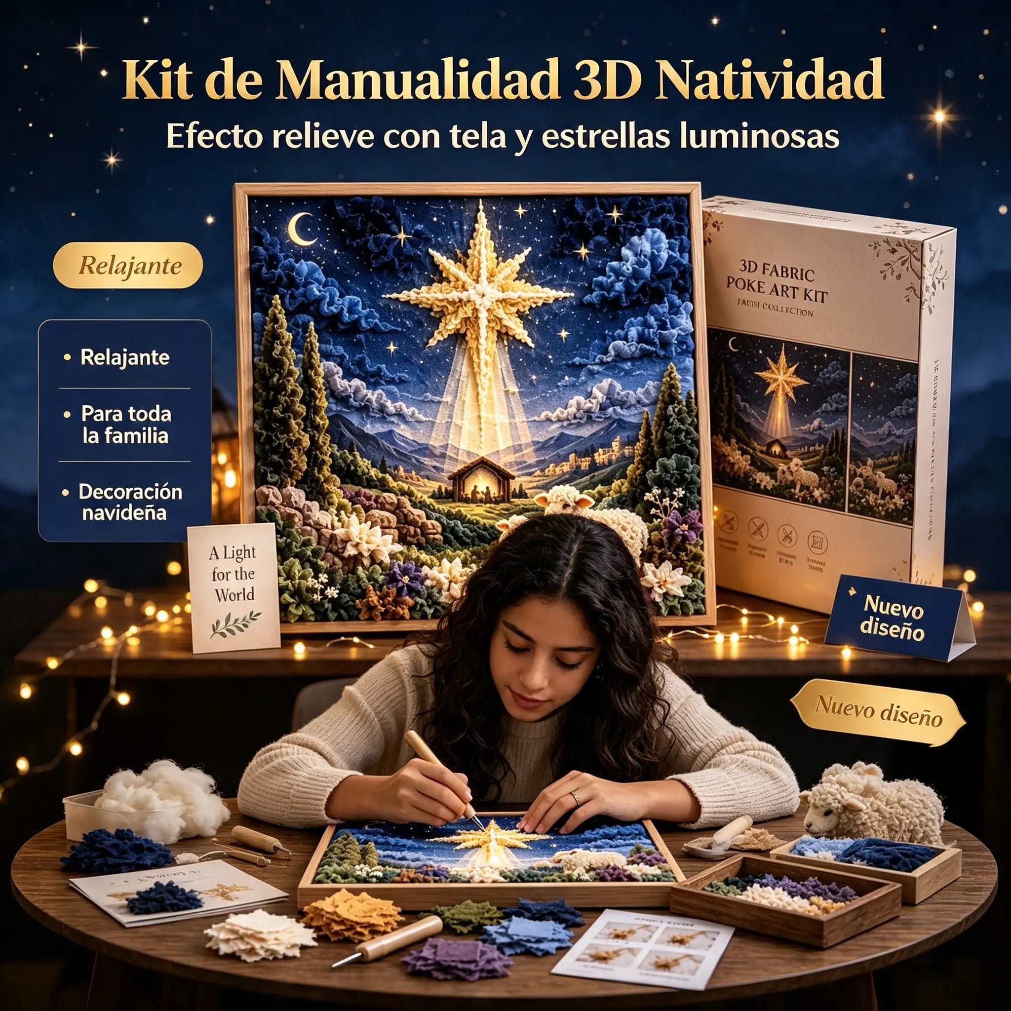 ✝️ Kit de Punch Needle 3D Cristiano – Bordado en Tela con Motivos de Fe, Manualidad Creativa Fácil para Adultos y Niños, Decora tu Hogar con Arte Textil 🧵🖼️✨