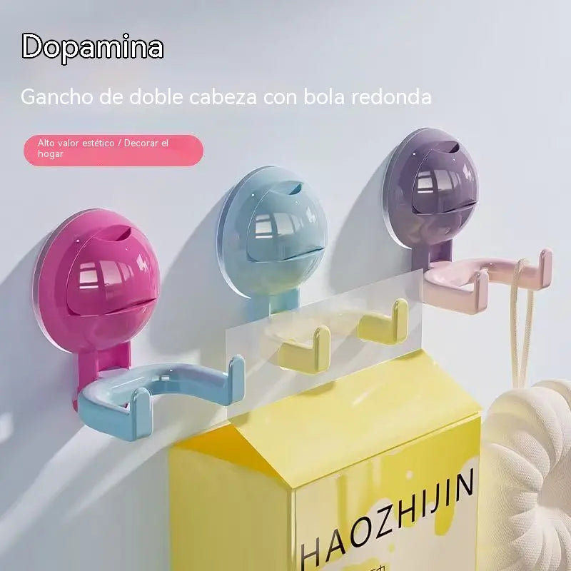 [10 piezas 29 euro]Gancho de ventosa de doble cabeza, estante colgante esférico sin taladrar, estante de almacenamiento para baño