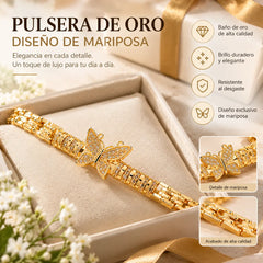 🦋 ¡Ahorra un 50%! ✨ Pulsera de mariposa de oro de 18 quilates: eslabones delicados, acabado elegante ✨