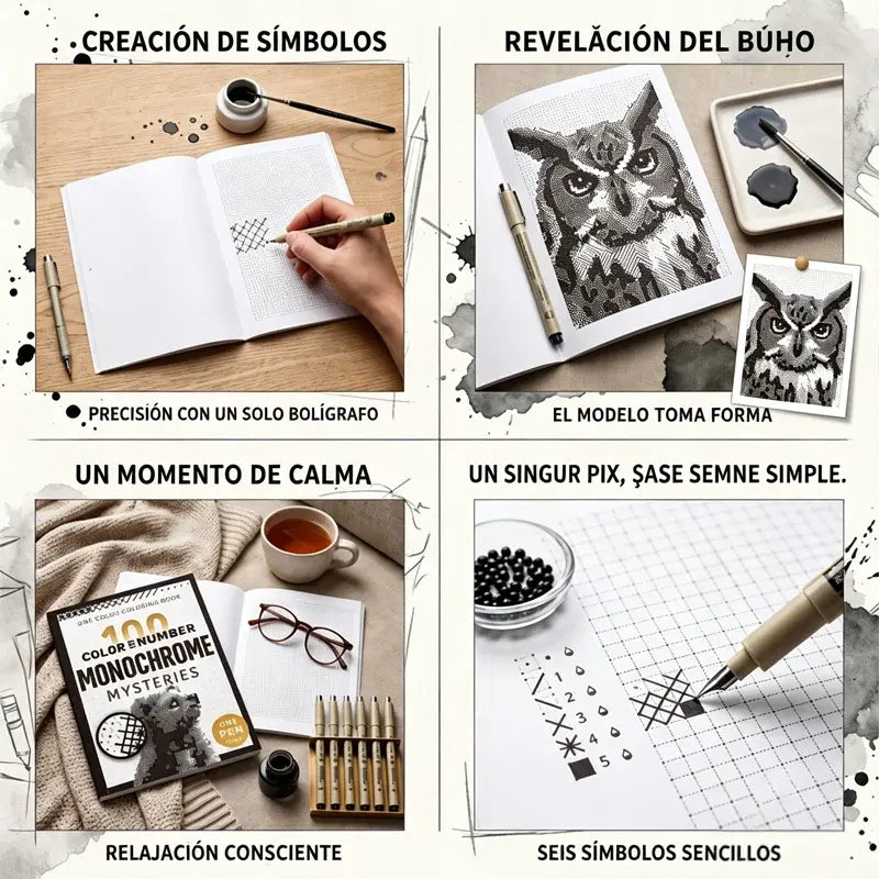 🎨🔢 Libro de Colorear por Números – 100 Misterios Monocromáticos en Alta Definición 🖤📘