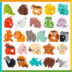 🎁👶1 juego 39 euro ⏰ Juguete de madera con letras y animales – 26 piezas, educativo y divertido ✨