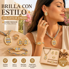 📢📢 ¡50% DE DESCUENTO! ⏰ Elegante conjunto de 4 piezas de joyería con pedrería