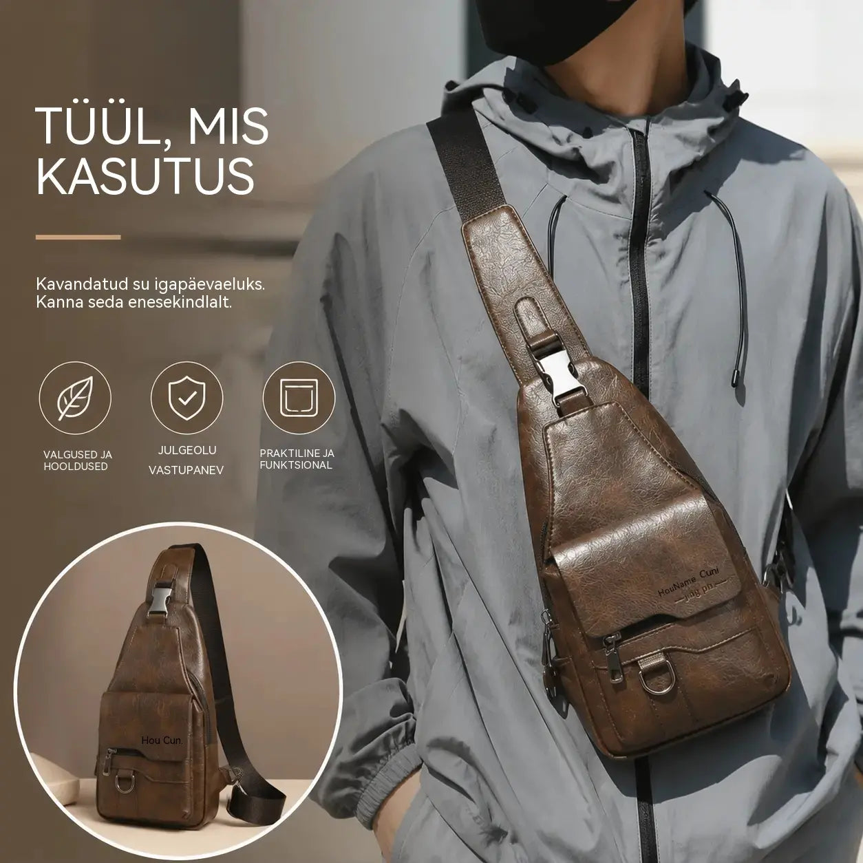🎒 Retrostiilis veekindel ehtsast nahast õlakott: hädavajalik ese igapäevasteks pendelrännakuteks.