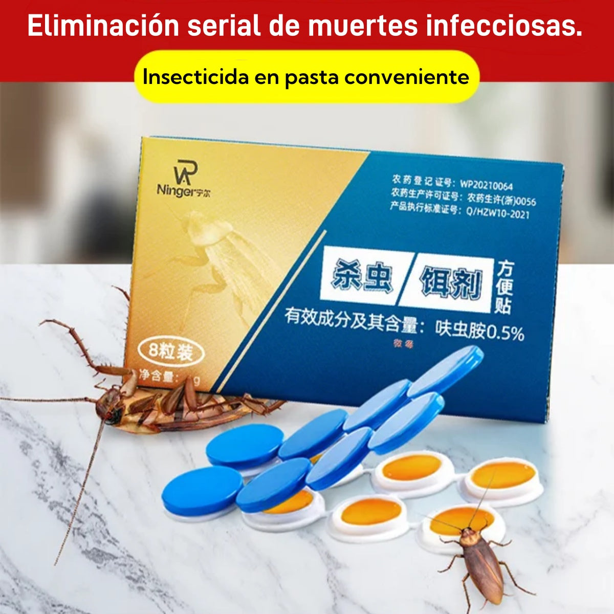 💥🔥【5 cajas con 40 cápsulas】 Parche de cebo de gel fuerte para matar cucarachas