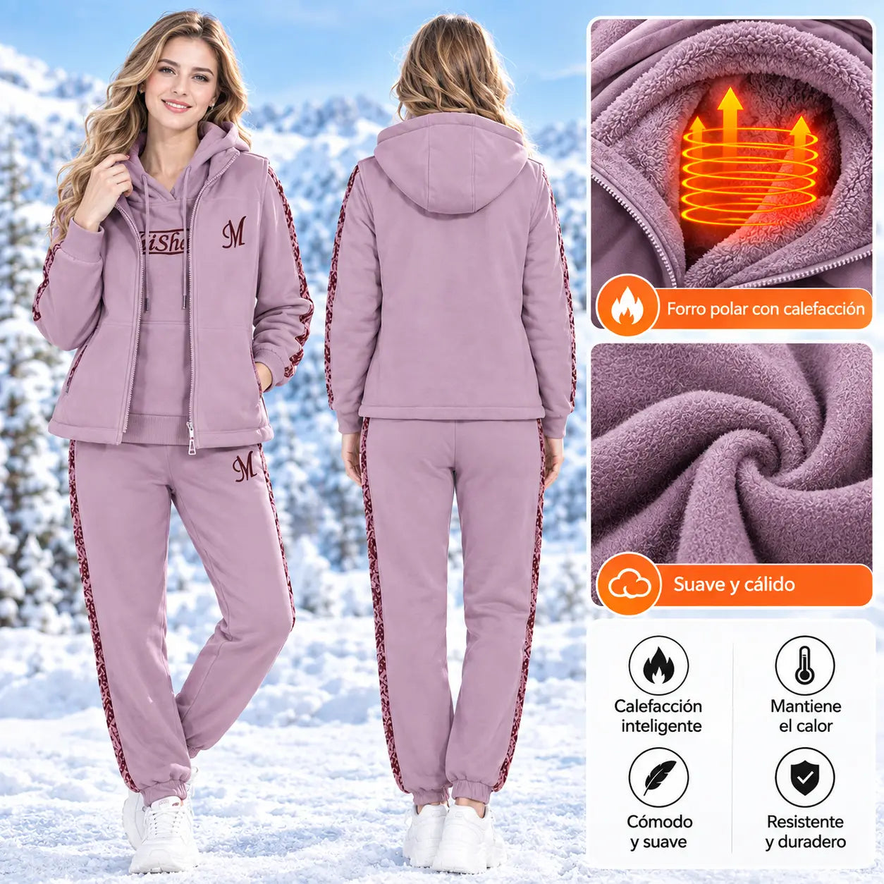 🔥【pantalón + suéter + chaqueta】Nuevo conjunto deportivo y casual de otoño/invierno 2026, acolchado y grueso.
