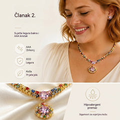 💎 ✨ Set ogrlice i naušnica od blistavog kubnog cirkona: bezvremenska elegancija, savršen poklon, idealan za vjenčanja, zabave ili kao svakodnevni luksuzni modni dodatak 💍
