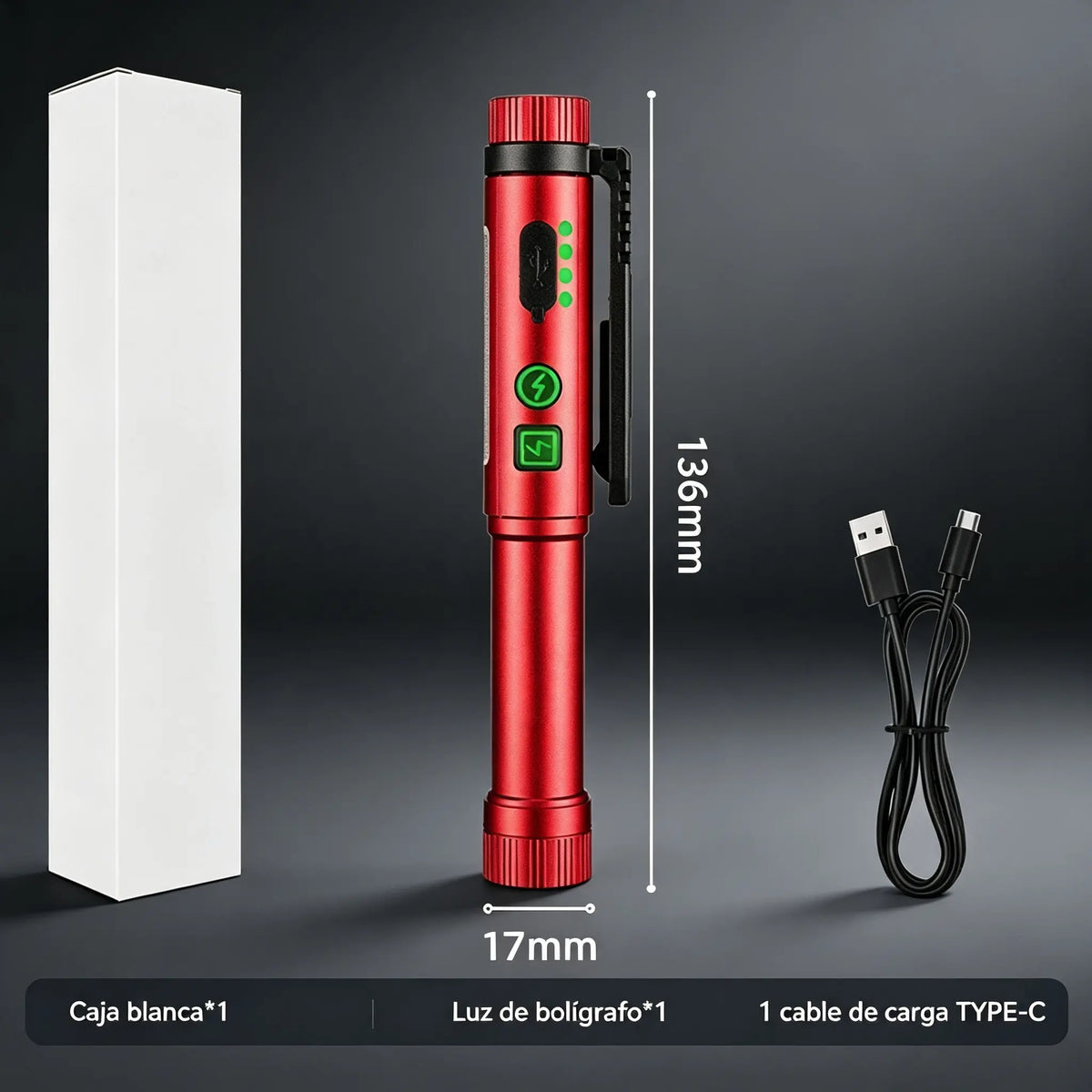 🔦 Linterna de trabajo recargable con doble luz | Enfoca e ilumina con un solo clic, luz focal + luz amplia COB, ideal para reparaciones